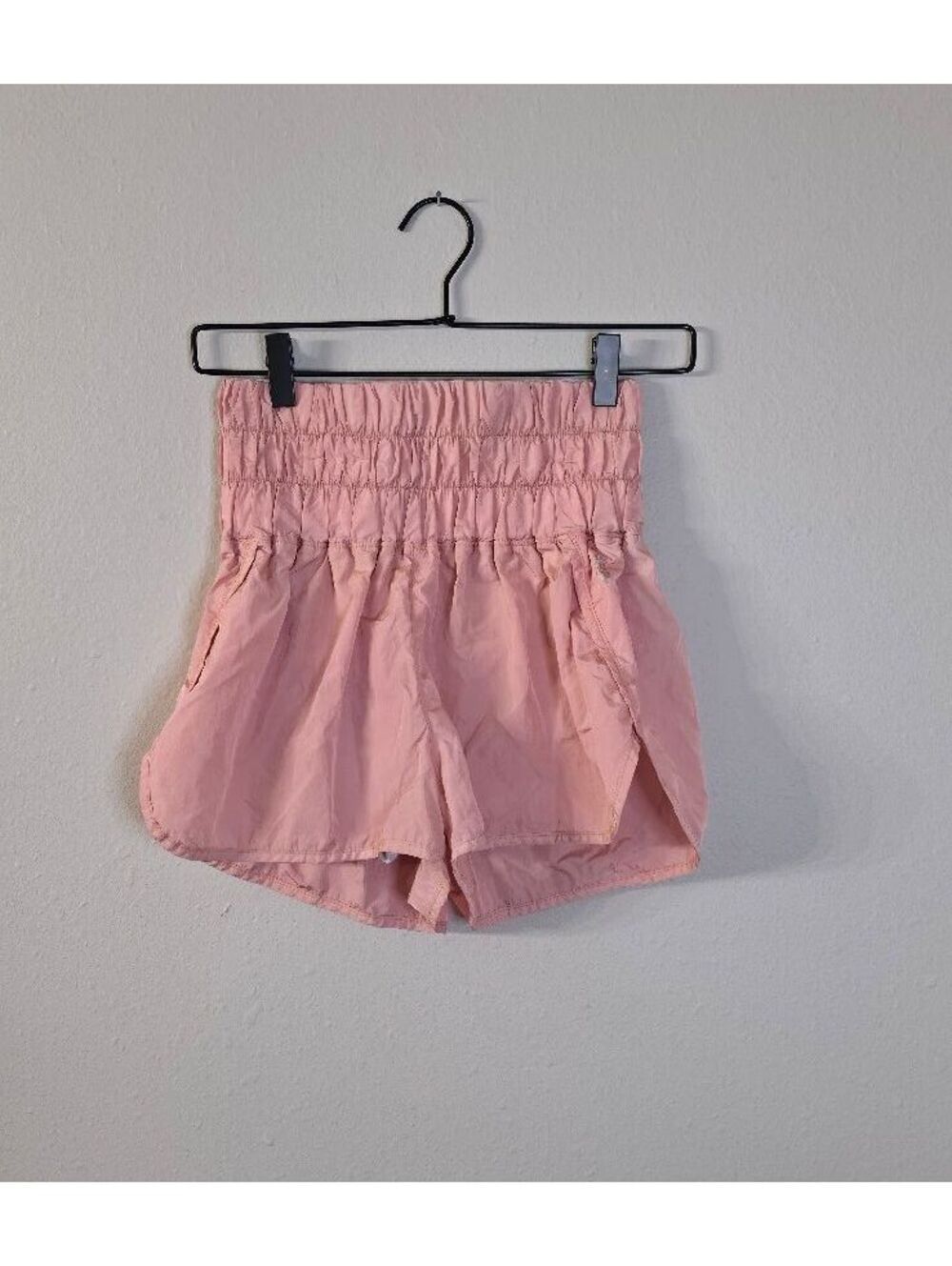 FP Movement Free People Women’s PS Pink Smocked Waist Running Shorts Lined